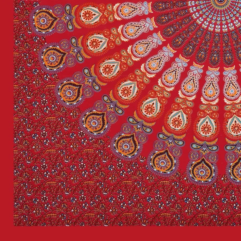 Scottons 100% Cotton Bedsheet with 2 Pillow Covers in 144 TC, Rajasthani Print, Soft Fabric, Queen Size Sheets for Double Bed (90 x 100 Inches), Rajasthani Mandala Design (Red)