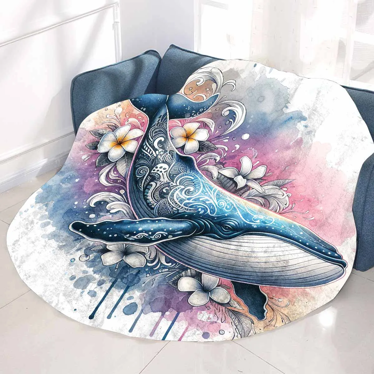 Sea_Animals_Whale_Awd351113  Circular Micro Fleece Blanket 60"