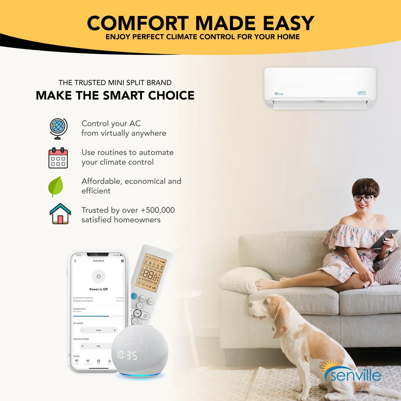 Senville LETO 18000 BTU Mini Split Air Conditioner and Heat Pump - SENL/18CD