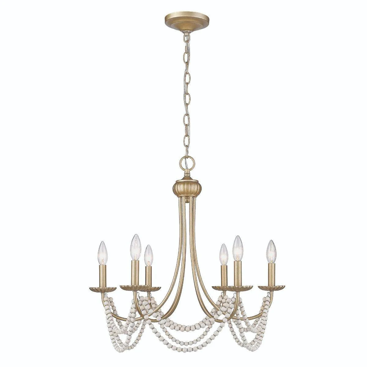 Serafina 6 Lights 25 in. Chandelier Gold Finish