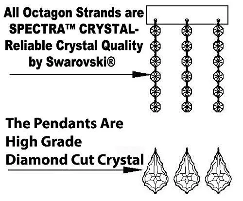 Set Of 2 - 1-Wrought Iron Chandelier With Black Shades And Entryway Wrought Iron (Tm) Chandelier With Black ShadesTrimmed With Spectra (Tm) Crystal - Reliable Crystal Quality By Swarovski - 1Ea-B12/724/24Sw 1Ea-B12/724/6 3Sw-Blksh