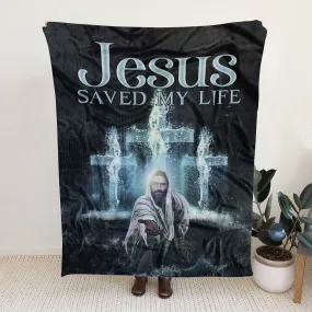 Sherpa Fleece Blanket - Jesus Saved My Life Christian Blanket - Ciaocustom