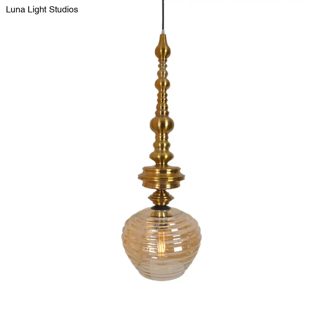 Silver/Amber Glass Modernism Cup Hanging Light - 1 Head Ceiling Suspension Lamp for Living Room