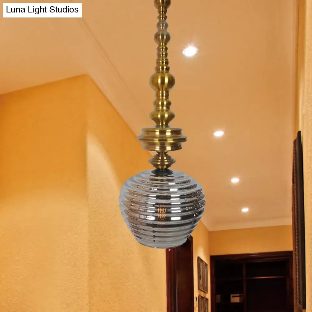 Silver/Amber Glass Modernism Cup Hanging Light - 1 Head Ceiling Suspension Lamp for Living Room