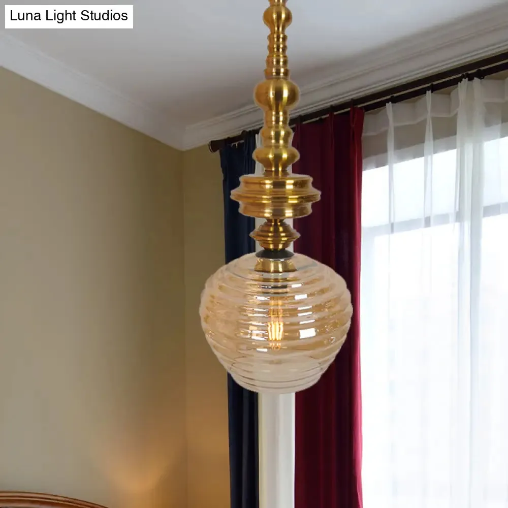 Silver/Amber Glass Modernism Cup Hanging Light - 1 Head Ceiling Suspension Lamp for Living Room