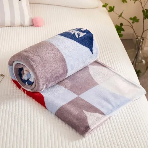 Soft fleece blanket, Brown square with leaves design