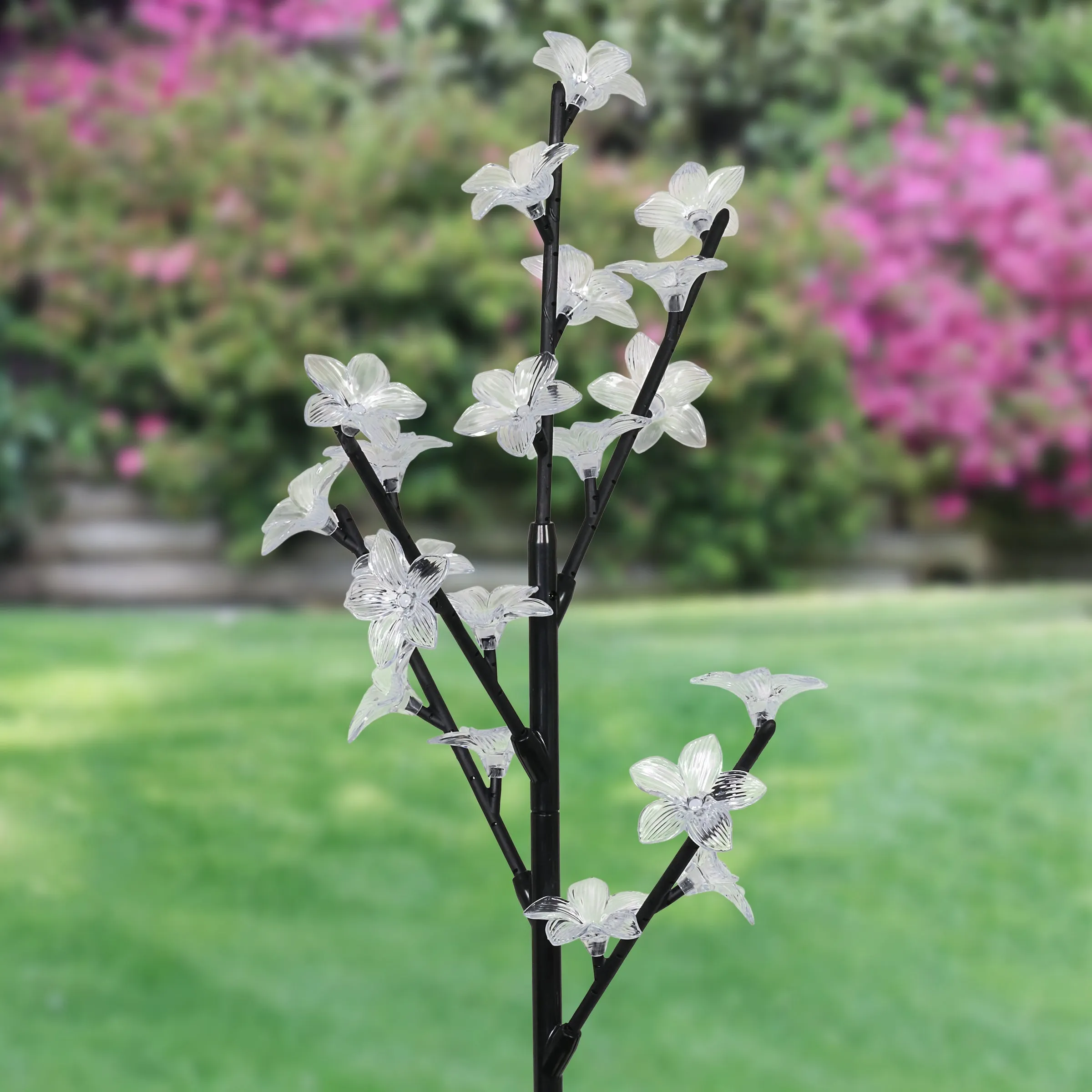 Solar Flower Branch Garden Stake with Twenty LED Lights, 13 by 38 Inches