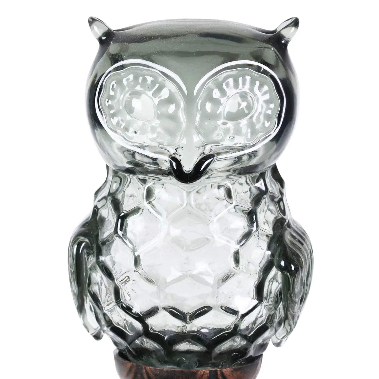 Solar Honeycomb Glass Owl Garden Stake in Grey, 32 Inch