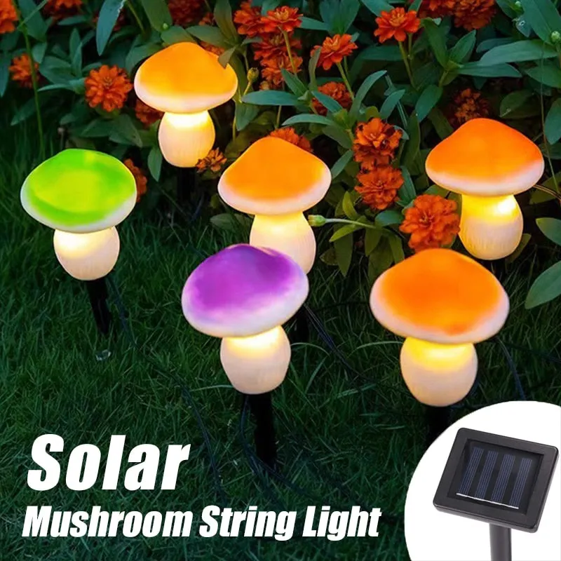 Solar Mushroom Light Garden Outdoor Decor 2 Modes Waterproof Mushroom Lamp Pathway Landscape Yard Easter Halloween Xmas Sunlight