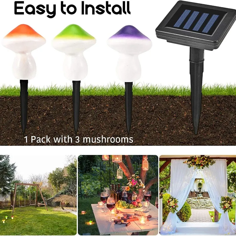 Solar Mushroom Light Garden Outdoor Decor 2 Modes Waterproof Mushroom Lamp Pathway Landscape Yard Easter Halloween Xmas Sunlight