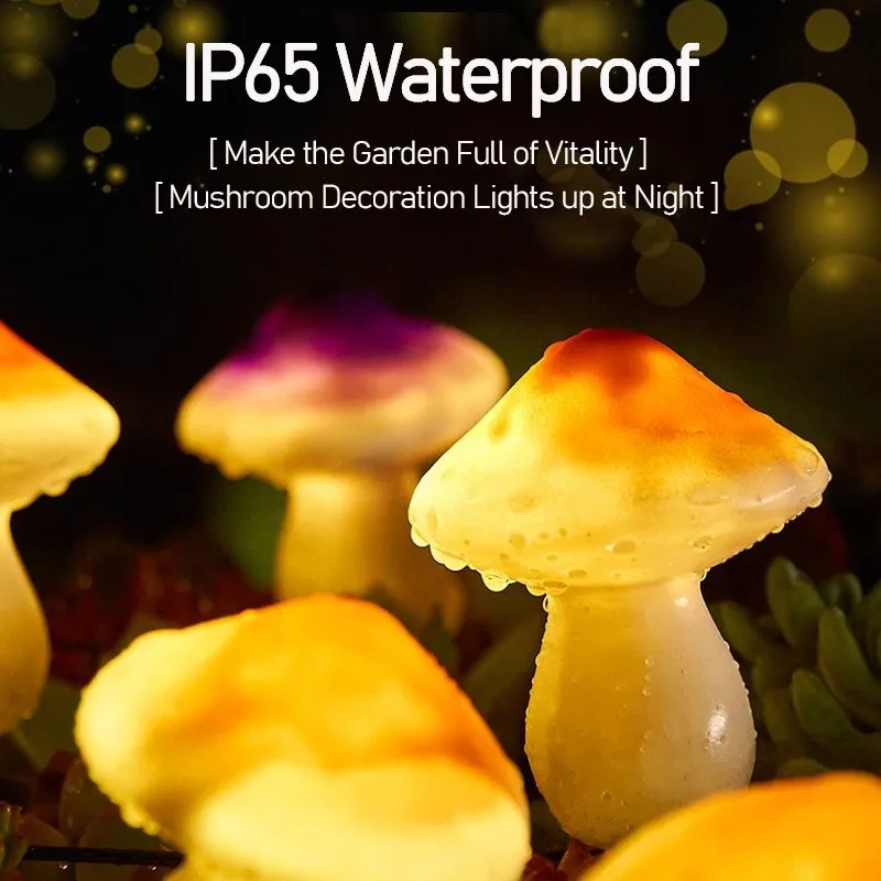 Solar Mushroom Light Garden Outdoor Decor 2 Modes Waterproof Mushroom Lamp Pathway Landscape Yard Easter Halloween Xmas Sunlight