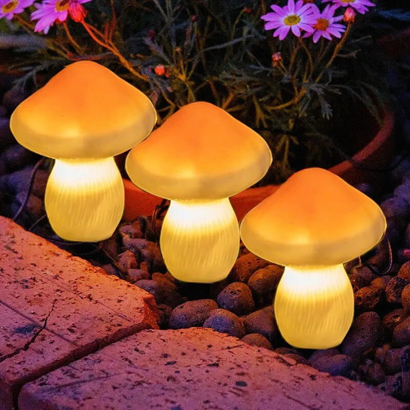 Solar Mushroom Light Garden Outdoor Decor 2 Modes Waterproof Mushroom Lamp Pathway Landscape Yard Easter Halloween Xmas Sunlight