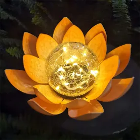 Solar Outdoor Lotus Light Cracked Glass Ball Flower Night Lamp