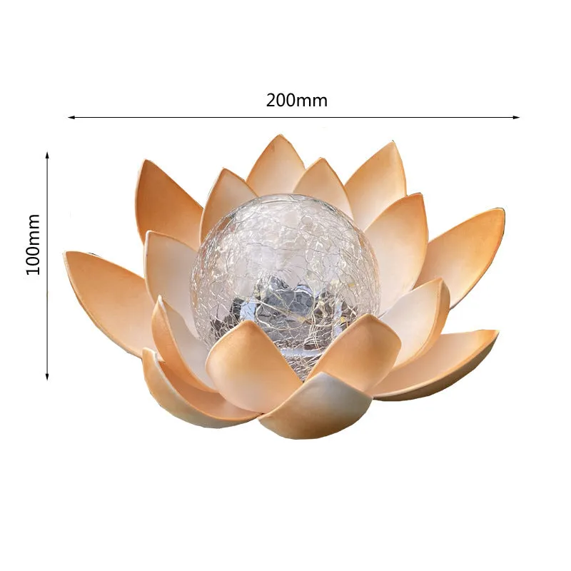 Solar Outdoor Lotus Light Cracked Glass Ball Flower Night Lamp