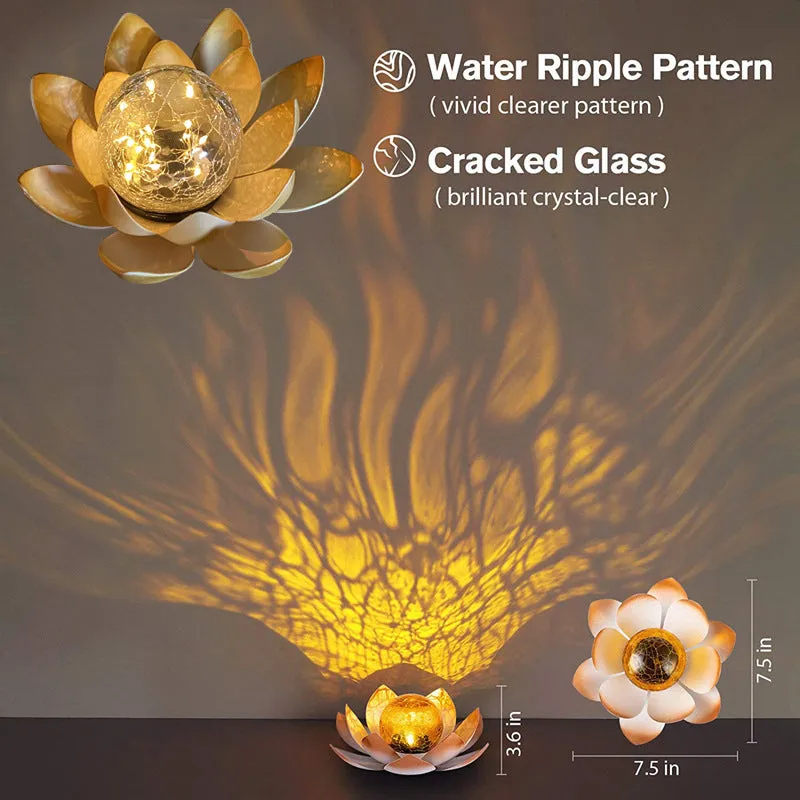 Solar Outdoor Lotus Light Cracked Glass Ball Flower Night Lamp