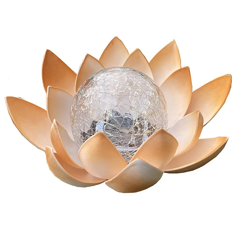 Solar Outdoor Lotus Light Cracked Glass Ball Flower Night Lamp