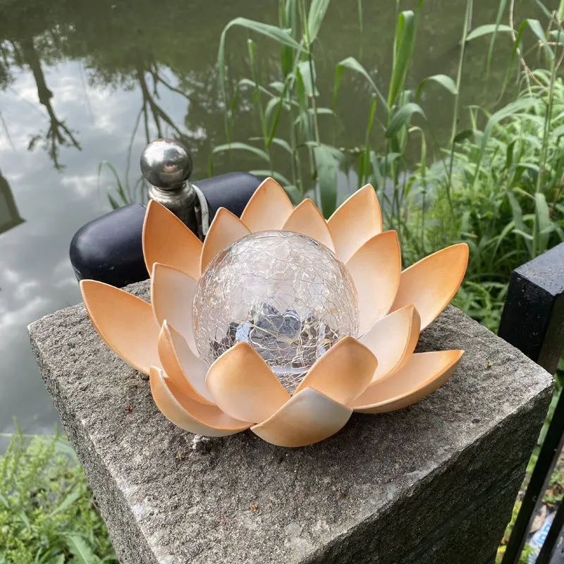 Solar Outdoor Lotus Light Cracked Glass Ball Flower Night Lamp