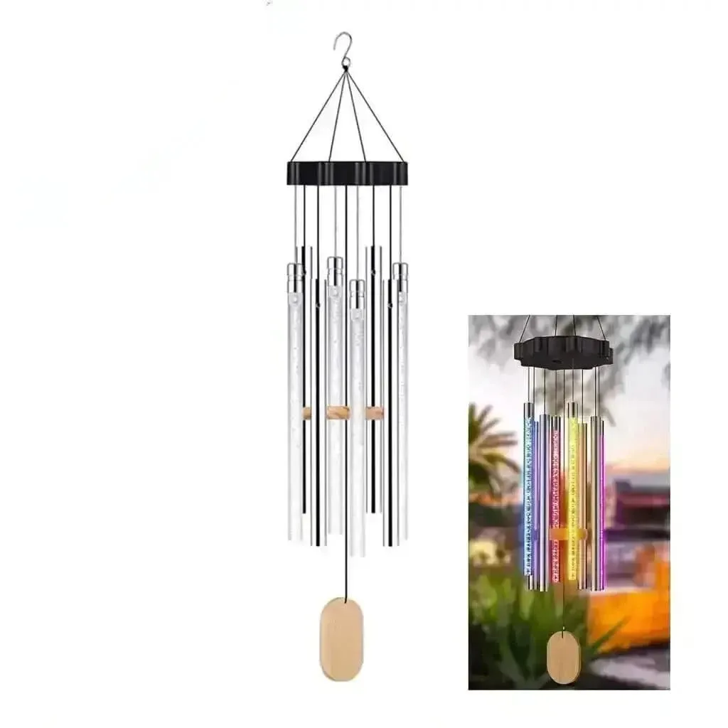 Solar Wind Chimes Bells Outdoor Decoration Wall Hanging Positive Energy Items For Home (Waterproof, Renewed)