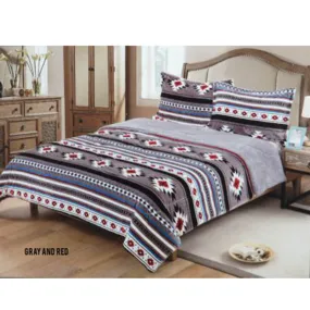 Southwest 3 pc King Comforter Set - Gray & Red