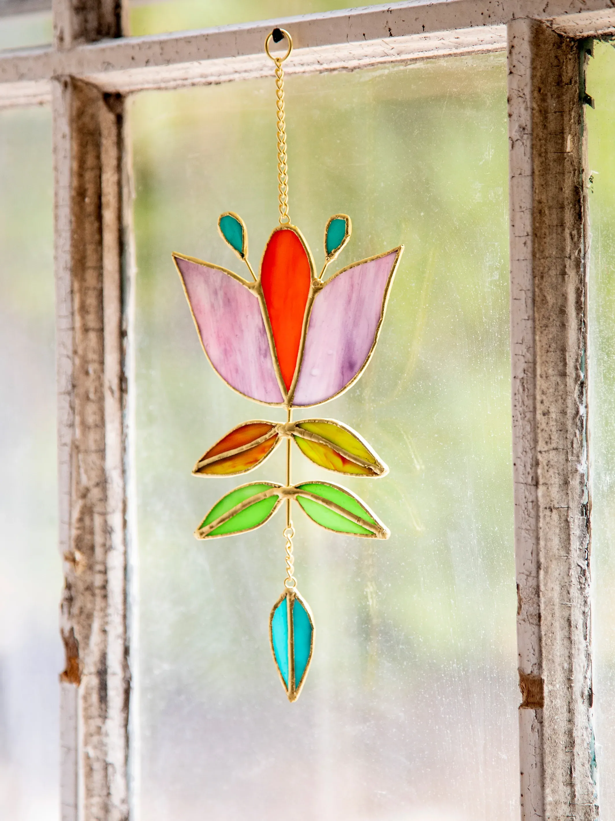 Stained Glass Window Hanging | Folk Flower | Natural Life