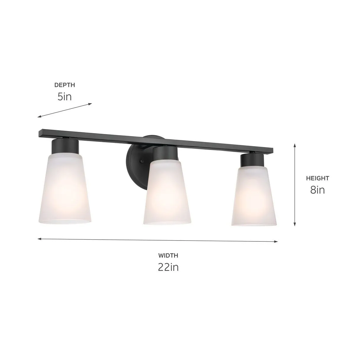 Stamos 22 in. 3 Lights Vanity Light Black finish