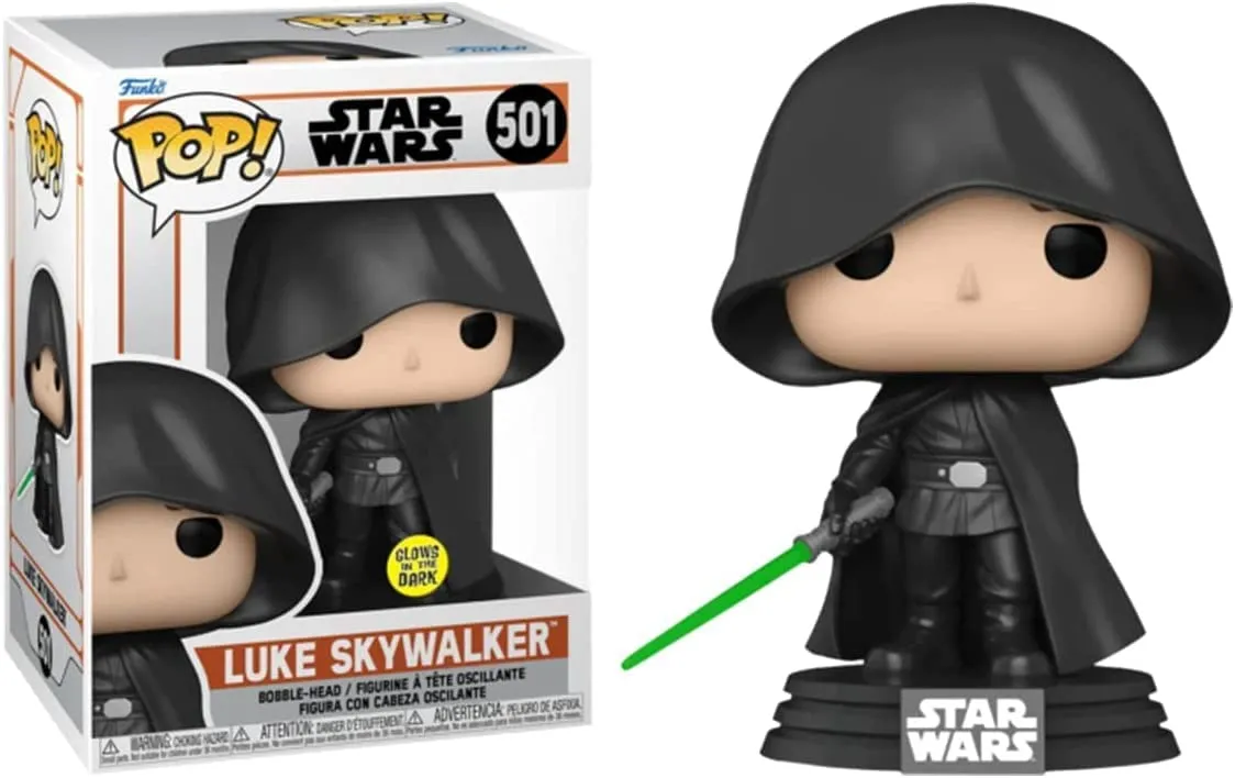 Star Wars: The Mandalorian - Luke Skywalker Glow-in-The-Dark Exclusive Funko Pop! (Bundled with Box Protector)