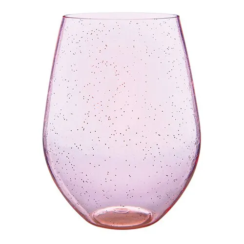 Stemless Pink Glitter Wine Glass 30OZ