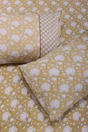 Suhana Kamal Bagh Yellow Cotton  Bedsheet