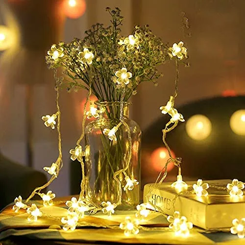 Techno E-Tail Blossom Flower Fairy String Lights, 20 LED Christmas Lights for Diwali Home Decoration (Warm White)