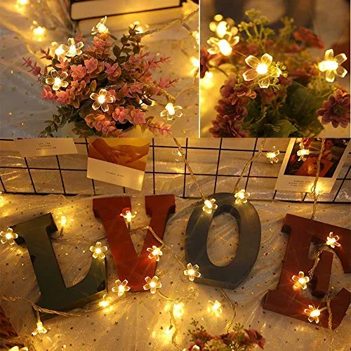 Techno E-Tail Blossom Flower Fairy String Lights, 20 LED Christmas Lights for Diwali Home Decoration (Warm White)