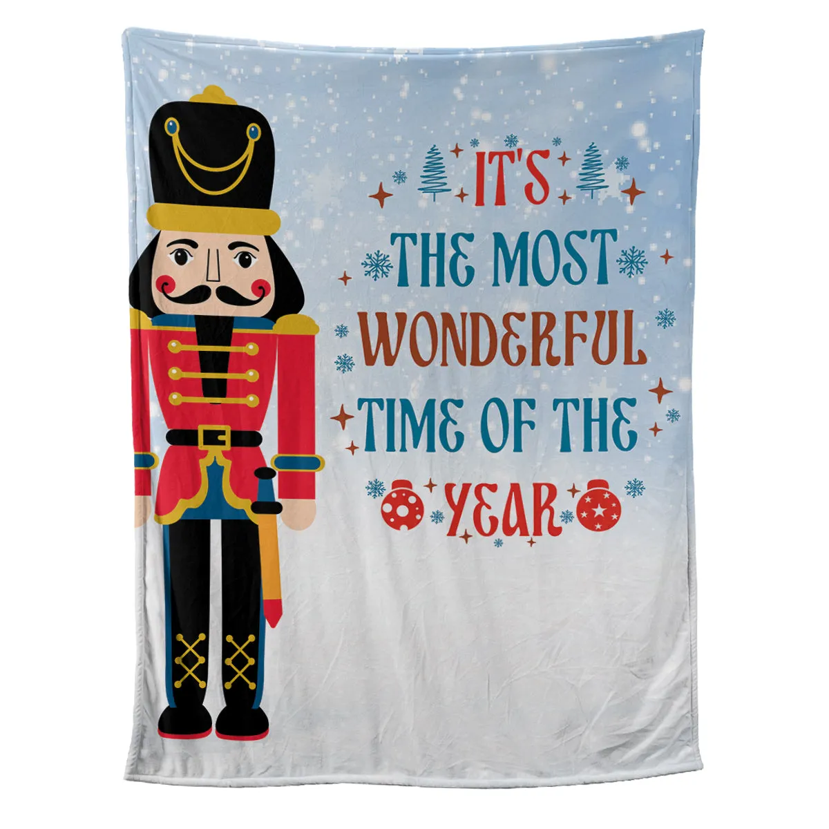 Teesdily | Custom Nutcracker Christmas Blanket, Christmas Cartoon Sherpa Blanket, Customizable Toddler Soft Throw Blanket, Christmas Gift For Boy