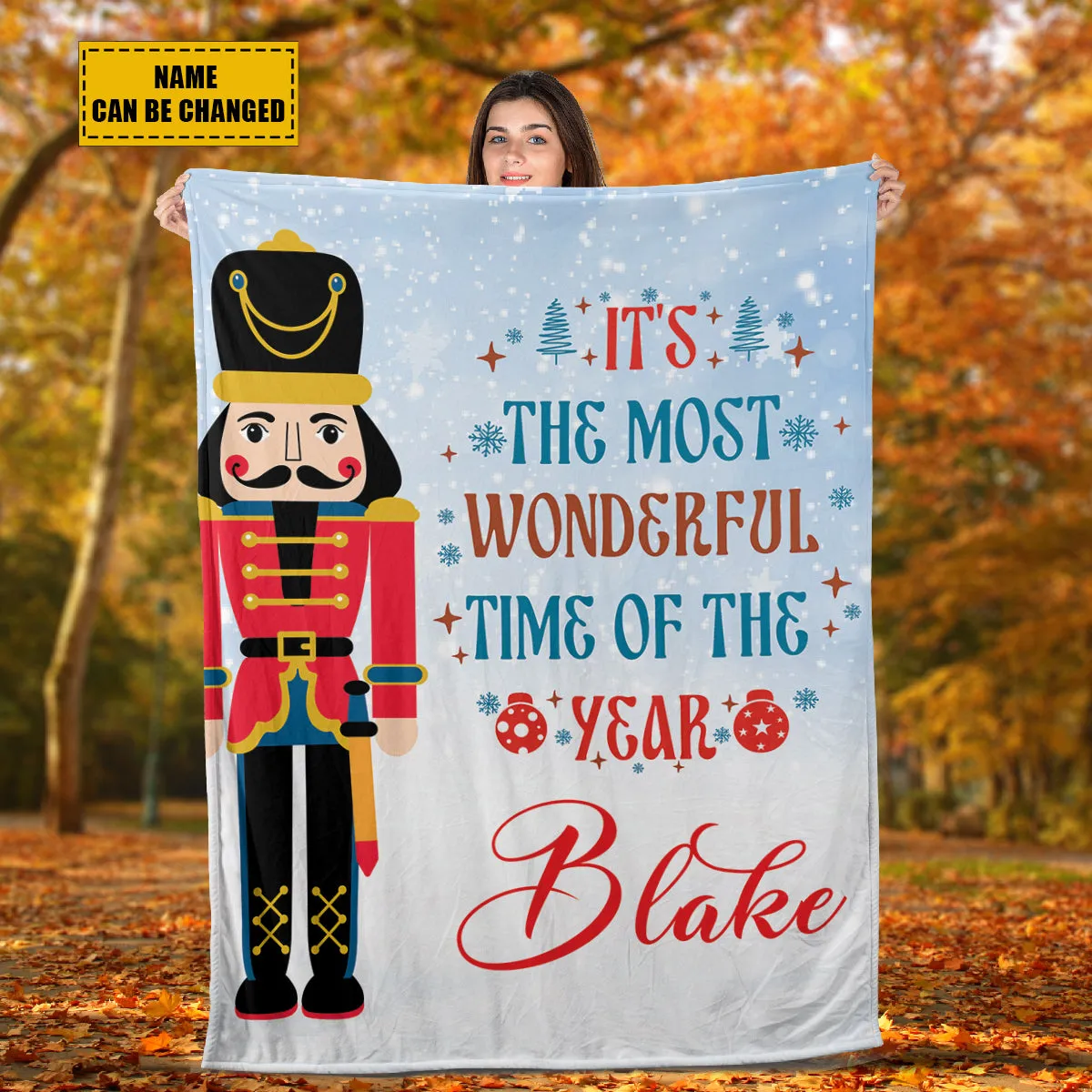 Teesdily | Custom Nutcracker Christmas Blanket, Christmas Cartoon Sherpa Blanket, Customizable Toddler Soft Throw Blanket, Christmas Gift For Boy