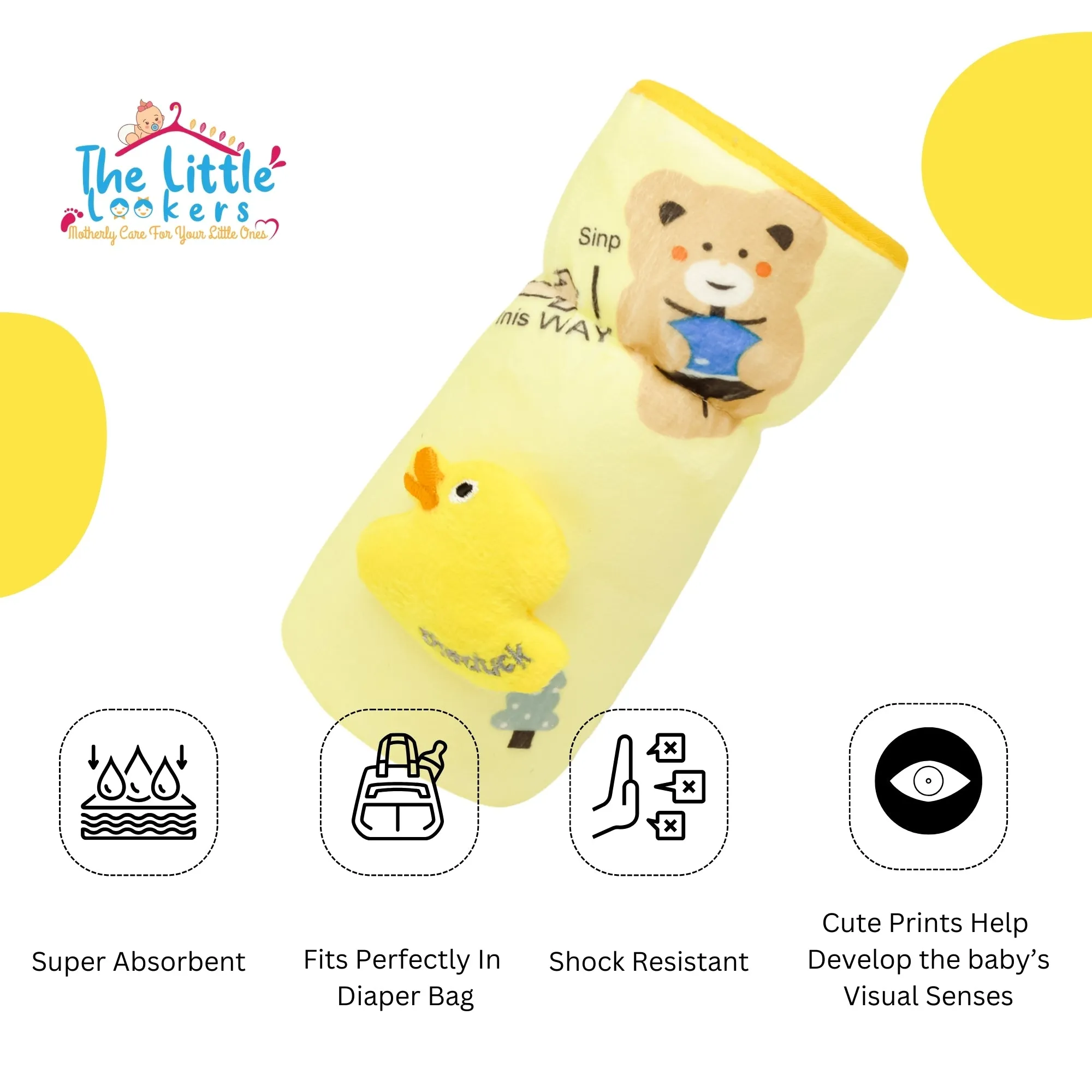 THE LITTLE LOOKERS Soft Plush Stretchable Baby Feeding Bottle Cover with Easy to Hold Strap and Zip l Feeding Bottles Cover