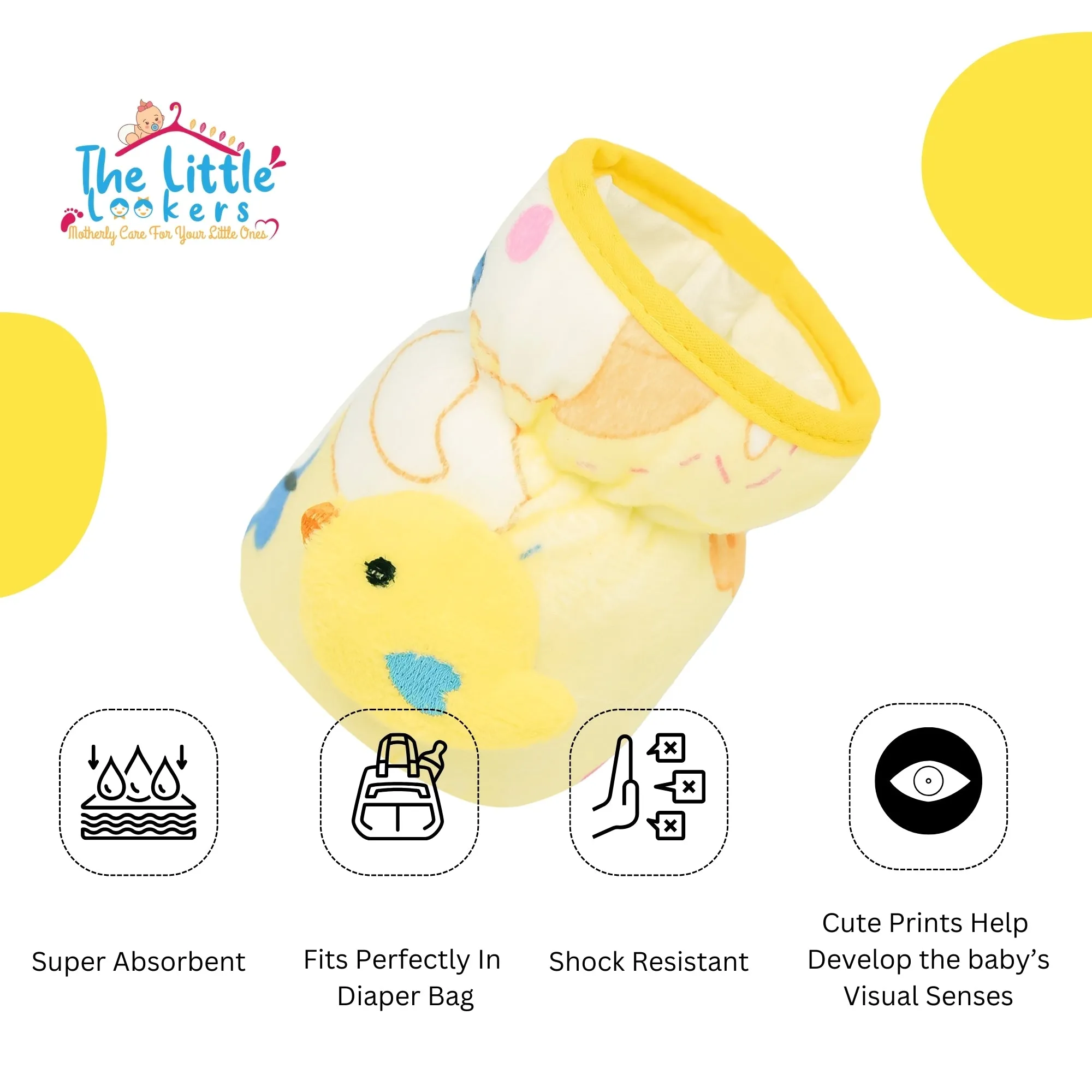 THE LITTLE LOOKERS Soft Plush Stretchable Baby Feeding Bottle Cover with Easy to Hold Strap and Zip l Feeding Bottles Cover