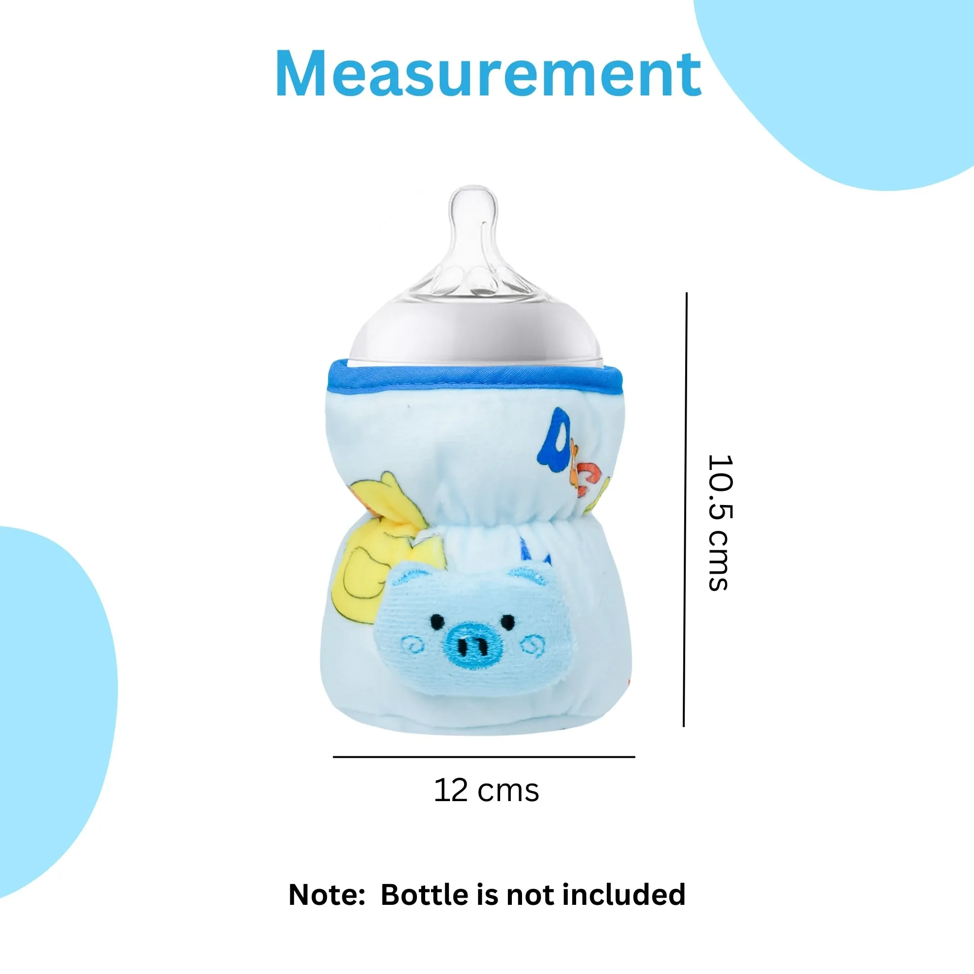 THE LITTLE LOOKERS Soft Plush Stretchable Baby Feeding Bottle Cover with Easy to Hold Strap and Zip l Feeding Bottles Cover