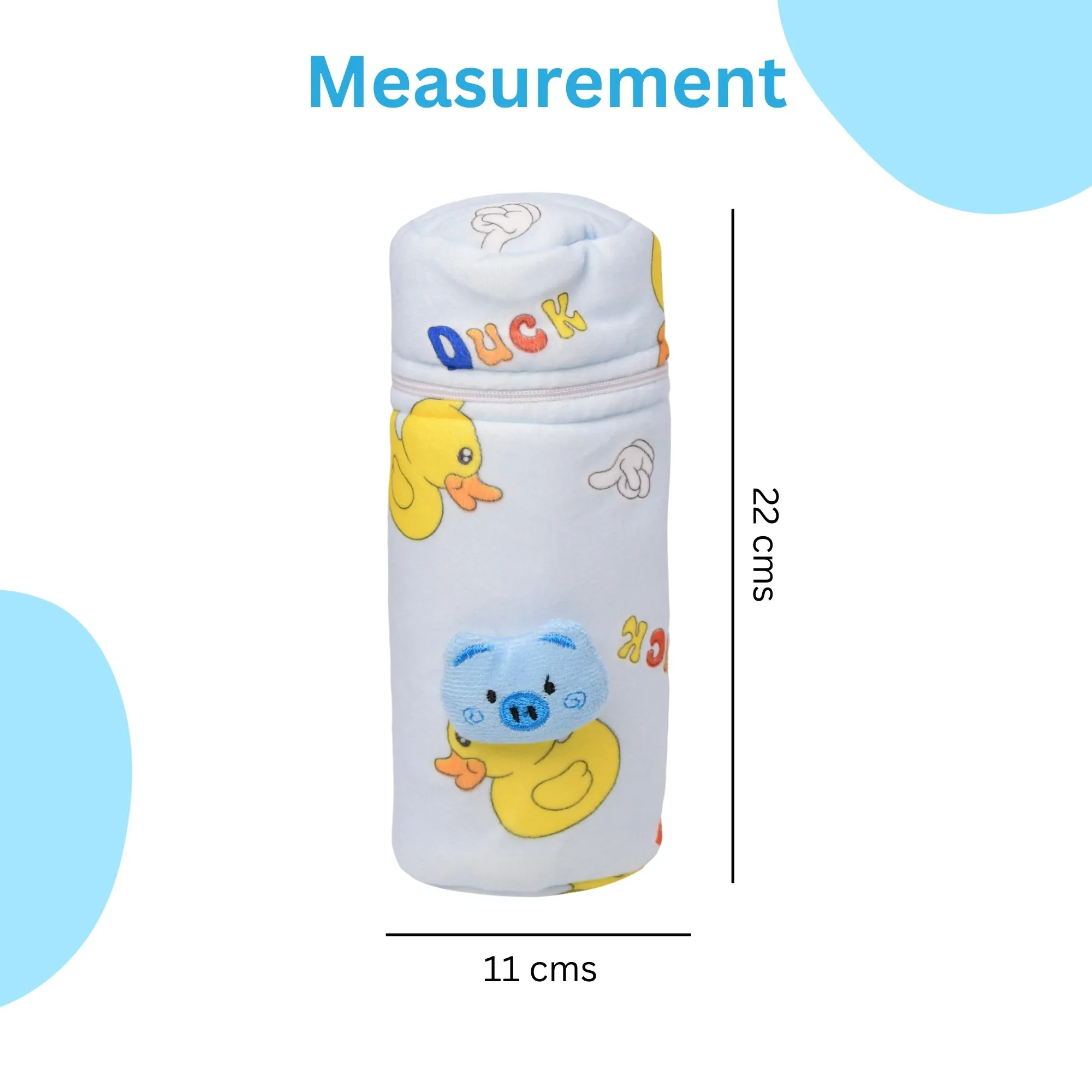 THE LITTLE LOOKERS Soft Plush Stretchable Baby Feeding Bottle Cover with Easy to Hold Strap and Zip l Feeding Bottles Cover