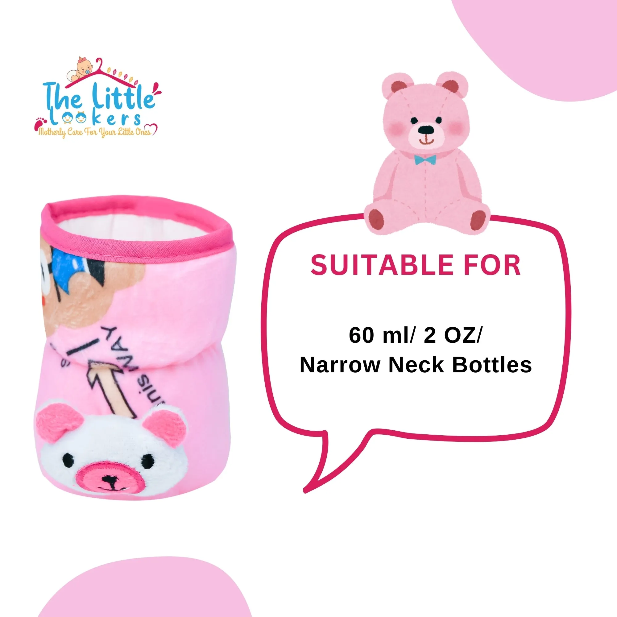 THE LITTLE LOOKERS Soft Plush Stretchable Baby Feeding Bottle Cover with Easy to Hold Strap and Zip l Feeding Bottles Cover