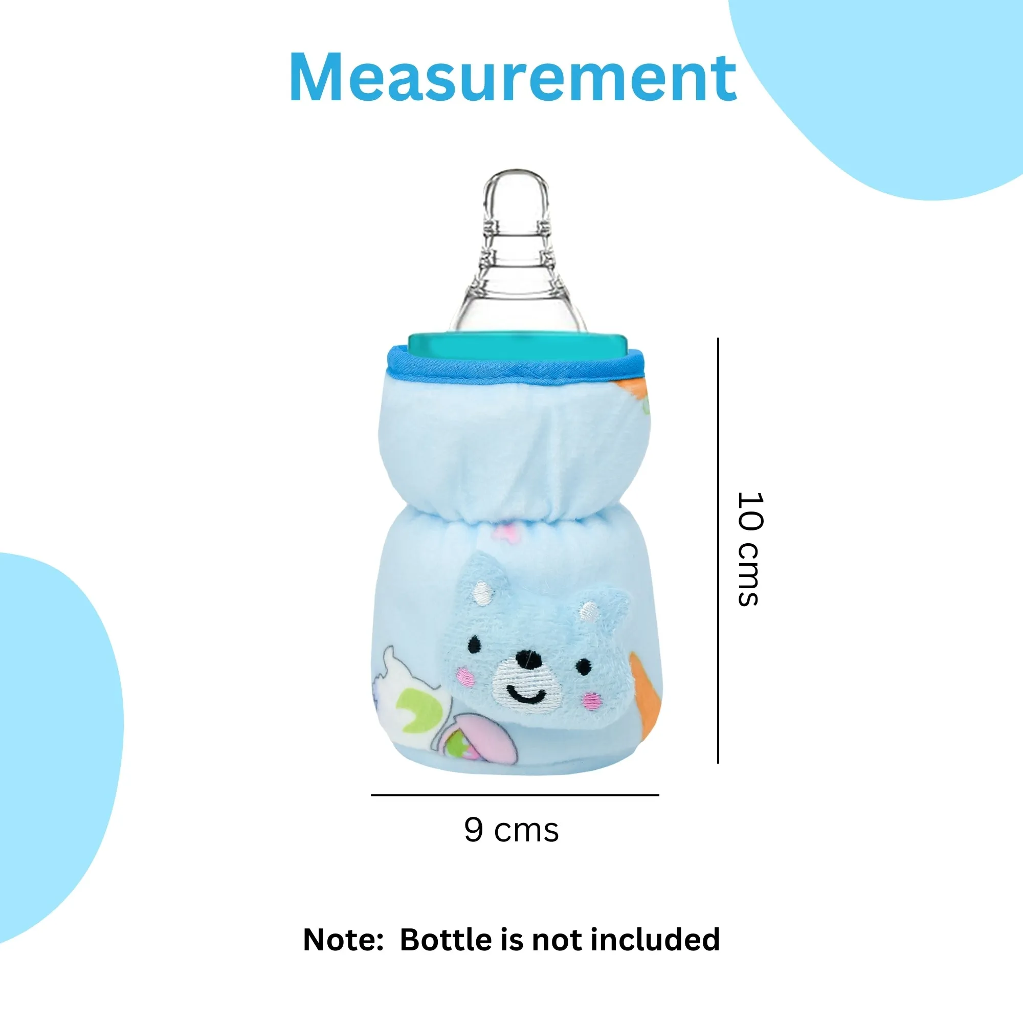 THE LITTLE LOOKERS Soft Plush Stretchable Baby Feeding Bottle Cover with Easy to Hold Strap and Zip l Feeding Bottles Cover