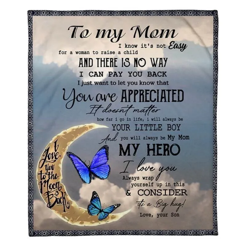 To My Mom - From Son - Butterfly A314 - Premium Blanket