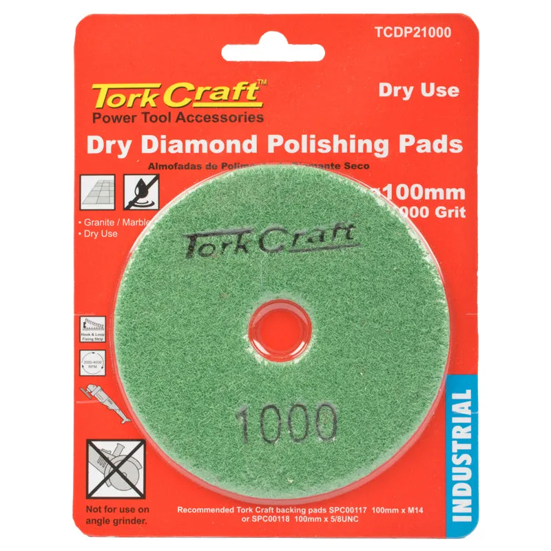 TORK CRAFT 100MM DIAMOND POLISHING PAD 1000 GRIT DRY USE TCDP21000