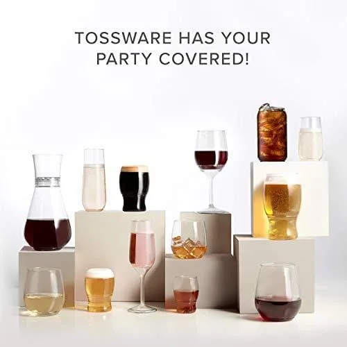 TOSSWARE POP 14oz Vino SET OF 12, Recyclable, Unbreakable & Crystal Clear Plastic Wine Glasses