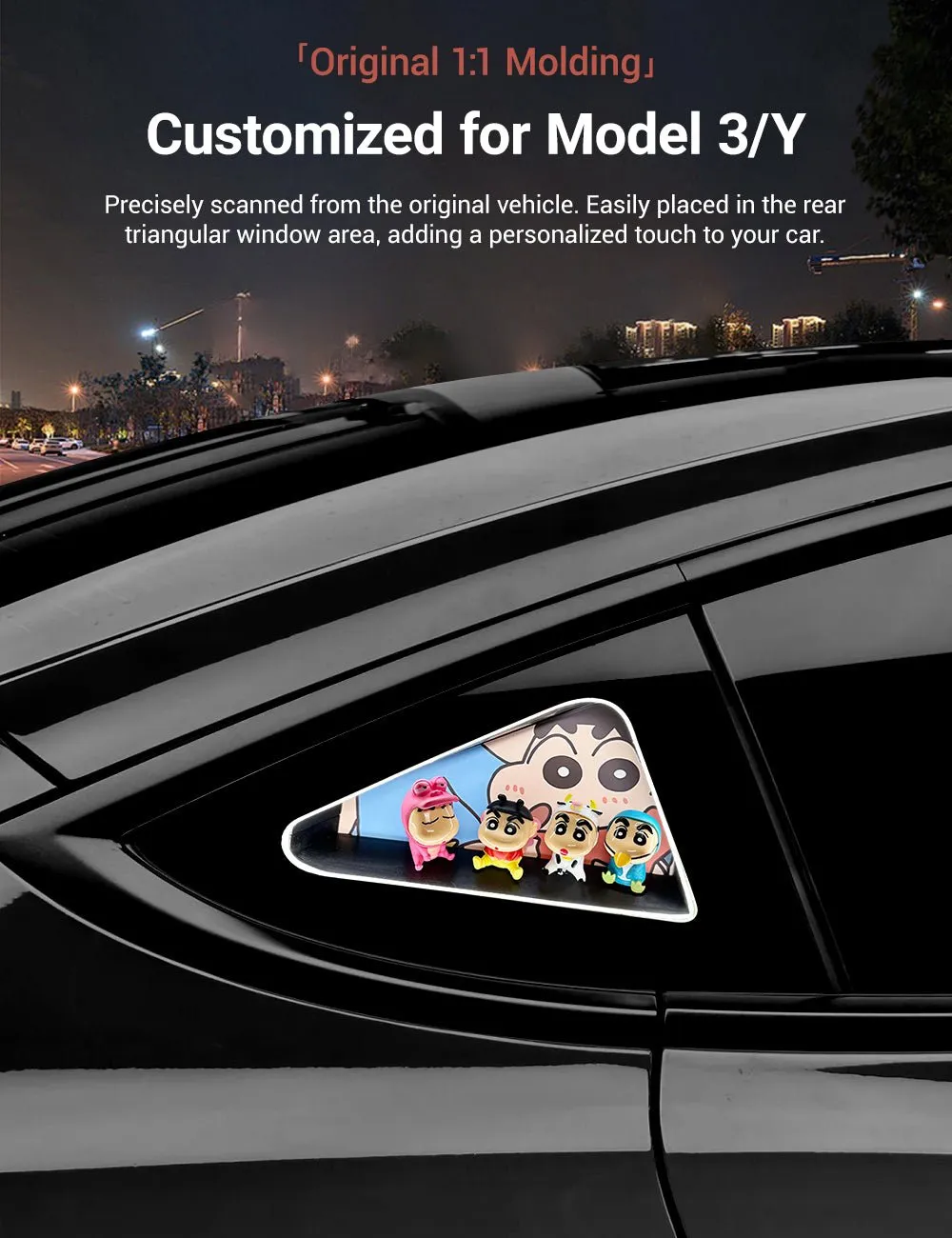 Triangle Window Ambient Light For Tesla Model 3/Y【Crayon Shin-chan】