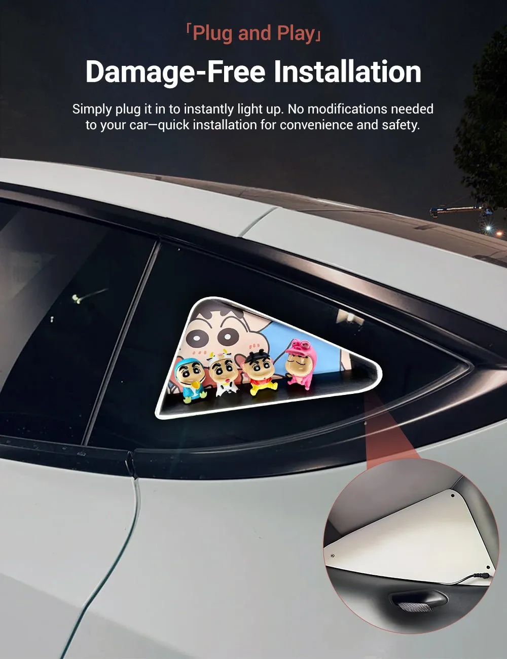 Triangle Window Ambient Light For Tesla Model 3/Y【Crayon Shin-chan】