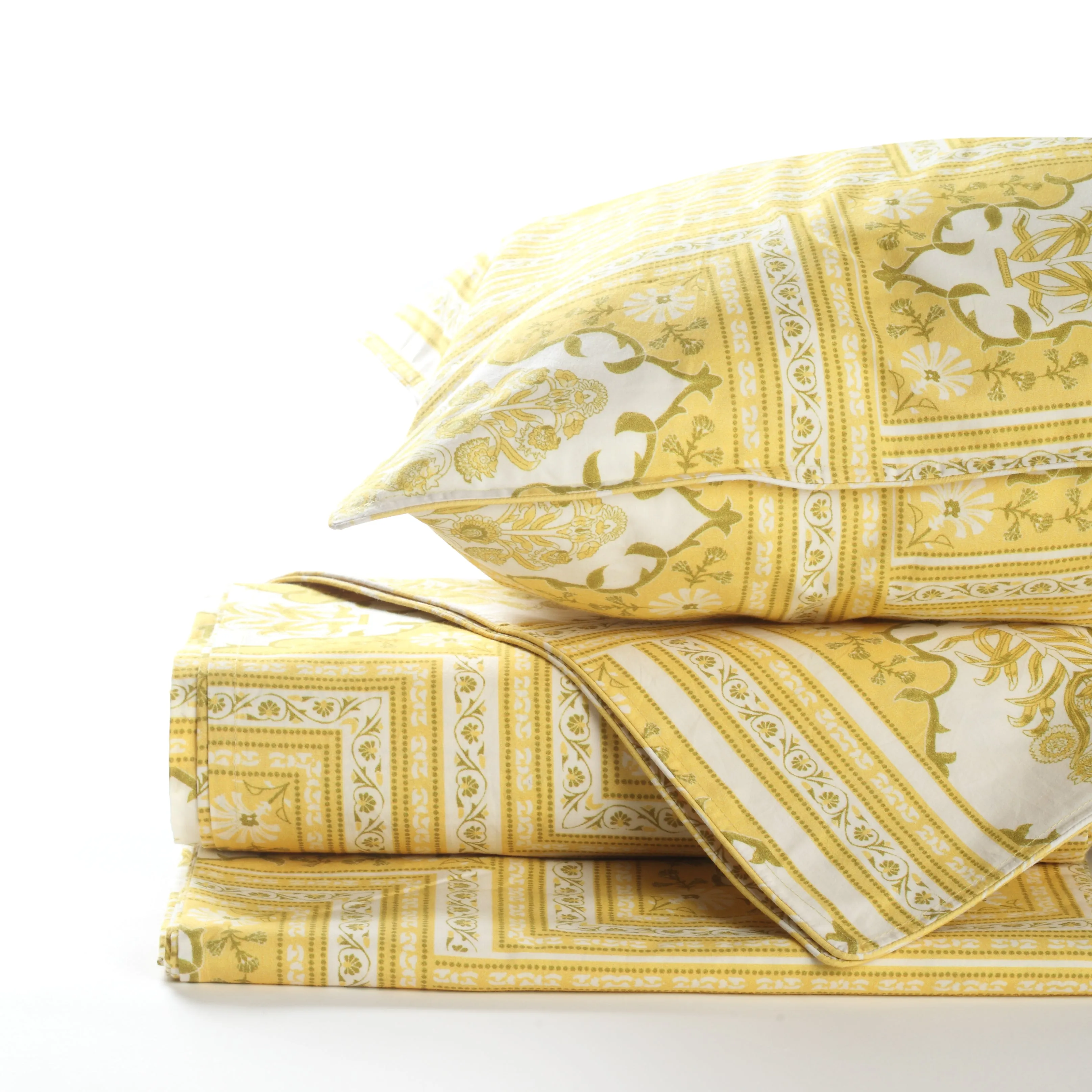 Tripolia Yellow Sapphire Printed Bed sheet with 2 pillow covers