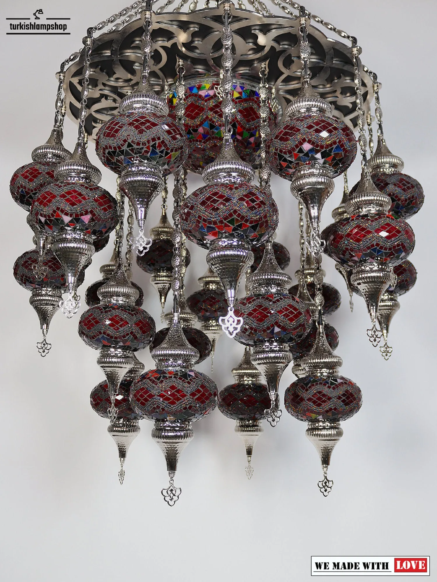 Turkish Mosaic Chandelier 24-Globe Large Size Restaurant Light