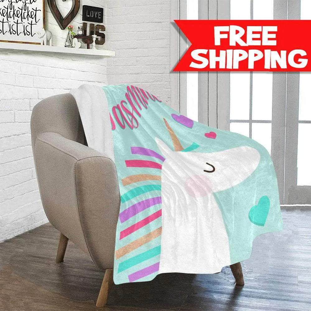 Unicorn Fleece Blanket - Custom blanket with name