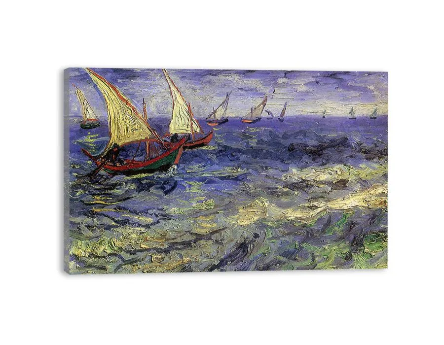 Van Gogh Boats Painting Canvas Print - Classic Art Reproduction for Home & Office Decor