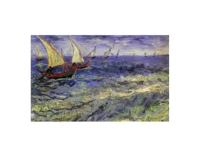 Van Gogh Boats Painting Canvas Print - Classic Art Reproduction for Home & Office Decor