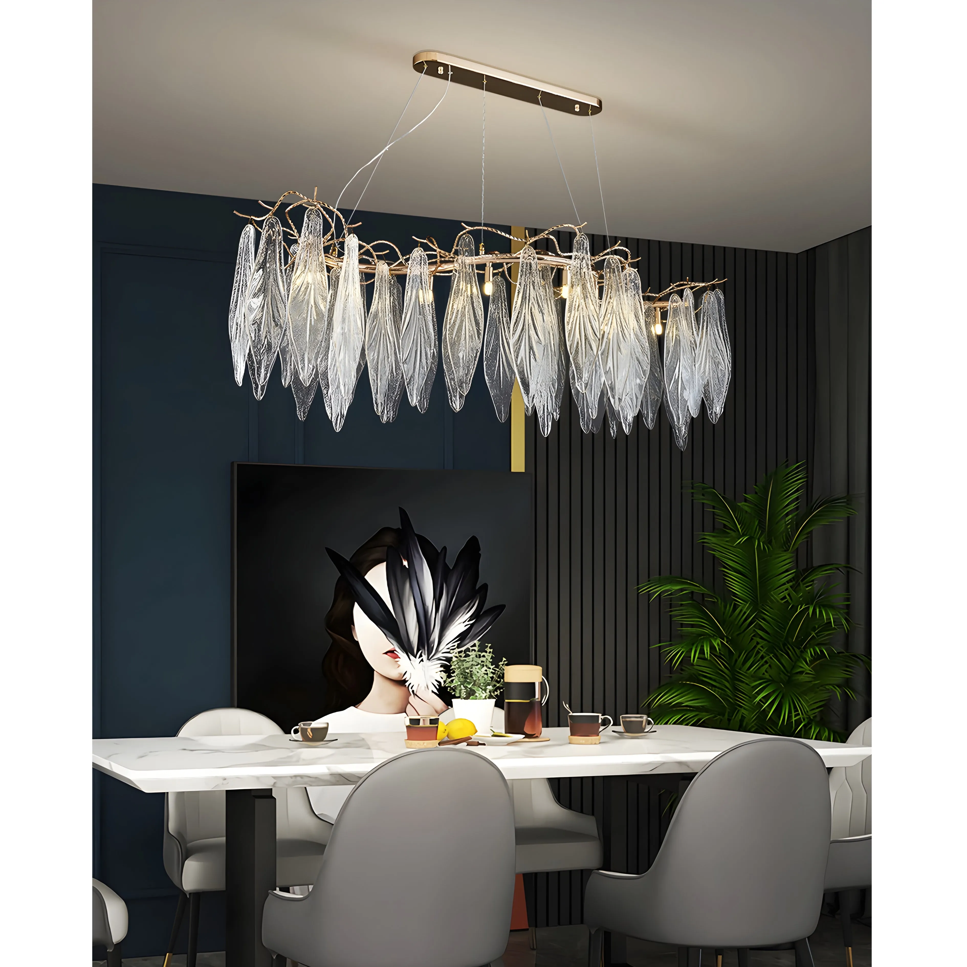 Verviers | Gold Rectangle Modern LED Hanging Chandelier