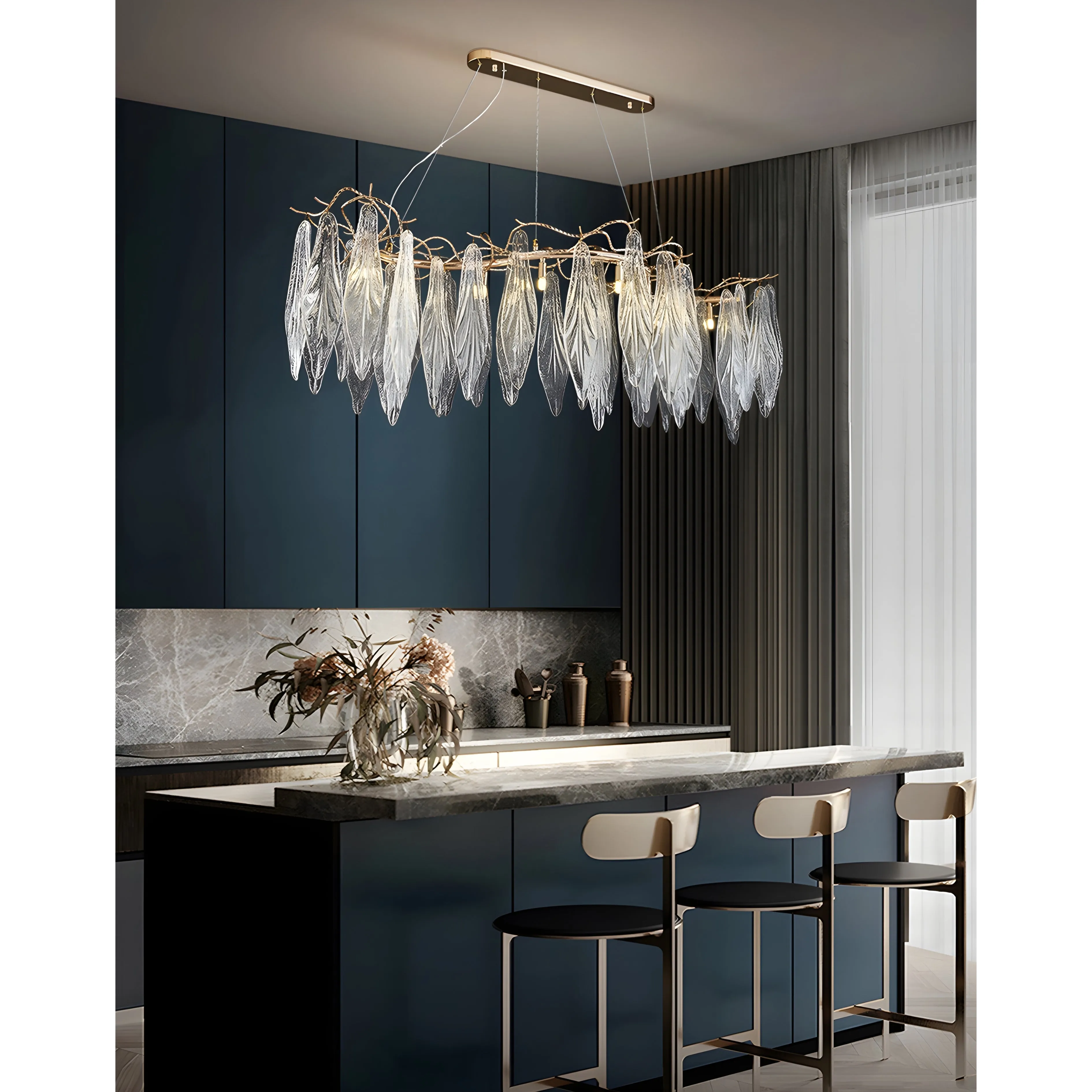 Verviers | Gold Rectangle Modern LED Hanging Chandelier